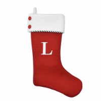 Holiday Home Knit Monogram L Christmas Stocking Holiday Decoration - Red