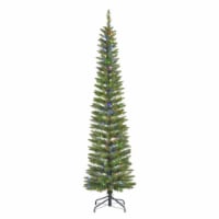 Holiday Home 7' Woodstock Fir Pencil Tree Christmas Decor - Multi Fairy Lights Perspective: Main