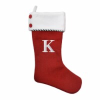 Holiday Home Knit Monogram K Christmas Stocking Holiday Decoration - Red