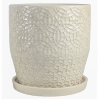 HD Designs Crackle Rivage Planter Pot - White Perspective: Main