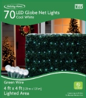 Holiday Home 70 ct Green Wire Cool White Globe Net LED Christmas Lights