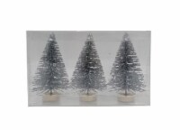Holiday Home 4" Bottle Brush Christmas Trees - Silver