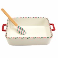 Holiday Home Two-Piece Ceramic Baker and Spatula Set Perspective: Main