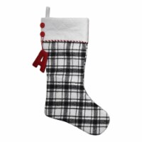 Holiday Home Plaid Monogram A Christmas Stocking