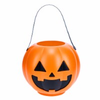 Holiday Home Round Jack-O-Lantern Halloween Treat Bucket - Orange Perspective: Main