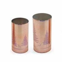 Holiday Home Christmas LED Glass Candle Holder Holiday Decor - Rose Gold