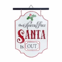 Holiday Home Christmas Santa Metal Hanging Sign