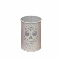 Holiday Home 5" Day of the Dead White Metal Candle Holder - Dia de Los Muertos Perspective: Main
