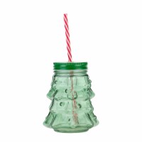 Holiday Home Christmas Figural Tree Sipper Drinking Glass - Green