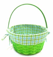 HH 10in Lined Bamboo Basket - Green Perspective: Main