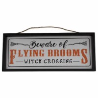 Holiday Home 18" Flying Brooms Hanging Sign Halloween Decor Perspective: Main