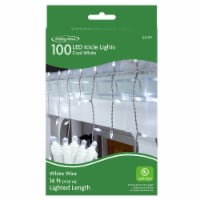 Holiday Home® White Wire Cool White Icicle LED Christmas Lights