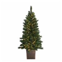 Holiday Home 4' Burlington Spruce Lit Potted Porch Tree Christmas Decor Perspective: Main