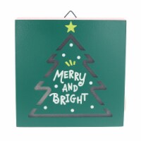 Holiday Home Christmas Merry and Bright Green LED Sign Perspective: Main