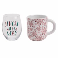Holiday Home Jingle All The Way Wine Glass and Snowflake Mug - Set of 2 Perspective: Main