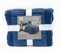 HD Designs® 3 Piece Jacquard Stripe Duvet Cover Set - Blue Perspective: Main