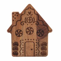 Holiday Home Wood Serve Board - Gingerbread House Perspective: Main