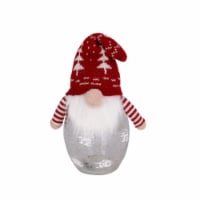 Holiday Home 11" LED Crackle Glass Gnome Christmas Décor - Red Christmas Tree