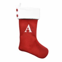 Holiday Home Knit Monogram A Christmas Stocking Holiday Decoration - Red