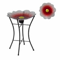 HDO 15 Inch Diameter Flower Birdbath With Solar Stand - Red Perspective: Main