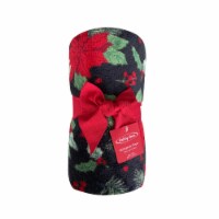 Holiday Home Rolled Christmas Throw Blanket - Poinsettia Blooms