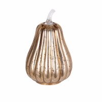 Holiday Home 9" Tan LED Mercury Glass Pumpkin Fall Décor Perspective: Main