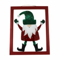 Holiday Home Green Hat Gnome Red Frame Sign Christmas Décor Perspective: Main