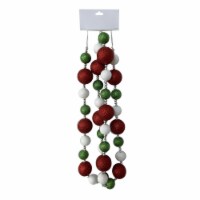 Holiday Home 6' Glitter Ball Christmas Holiday Garland Red / Green / White Perspective: Main