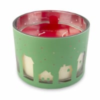 Holiday Home 2 Wick Engraved Houses Jar Candle - Green Perspective: Main