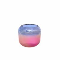 HD 6oz Iridescent Short Rounded Glass Candle Blue Perspective: Main