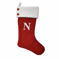 Holiday Home Knit Monogram N Christmas Stocking Holiday Decoration - Red Perspective: Main