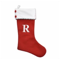 Holiday Home Knit Monogram R Christmas Stocking Holiday Decoration - Red