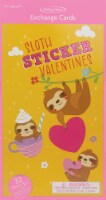 Holiday Home Valentine's Day Exchange Cards Sloth with Puffy Glitter Stickers Perspective: Main