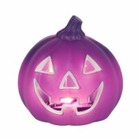 Holiday Home 5.25" Purple Happy Pumpkin Light Up Halloween Décor Perspective: Main