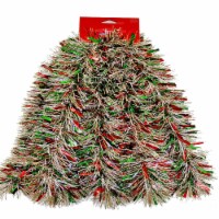 Holiday Home 10' Metallic Green Mega Wide Cut Tinsel Garland Christmas Decoration Perspective: Main