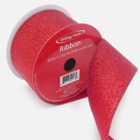 Holiday Home 2.5" Luxe Red Glitter Wire Edge Christmas Ribbon Perspective: Main