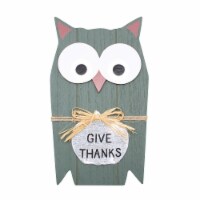 Holiday Home Give Thanks Owl Fall Wall Hanging Sign - Green