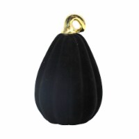 Holiday Home Black and Gold Medium Ceramic Flocked Pumpkin Halloween Décor Perspective: Main