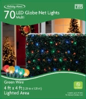 Holiday Home 70 ct Green Wire Multicolor Globe Net LED Light