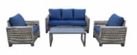 HD Designs Outdoor Ragan Cushioned Wicker Sofa Set - Blue Perspective: Main