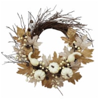 Holiday Home LED White Pumpkin Wreath Perspective: Main
