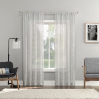 Everyday Living Bosworth Trellis Embroidery Sheer Rod Pocket Window Panel - Gray Perspective: Main