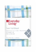 Everyday Living® 200 Thread Count Flat Twin Sheet Squiggle Plaid Perspective: Main