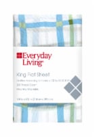 Everyday Living® 200 Thread Count Flat King Sheet Squiggle Plaid Perspective: Main