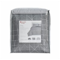 Everyday Living® Geo Lines Reversible King 7 Piece Set - White/Grey Perspective: Main