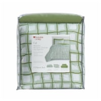 Everyday Living® Check Lines Reversible Full 7 Piece Set - Green/White Perspective: Main