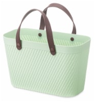 Whitmor Resin Tote With Faux Leather Handles - Green Perspective: Main