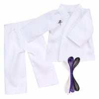 Sophia's - 18  Doll - White Karate Uniform with Purple & Black Belts