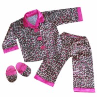 Sophia's Animal Print Satin Pj's & Slippers for 18  Dolls, Black