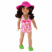 Sophia's - 18  Doll - One Piece Bathing Suit & Hat - Hot Pink